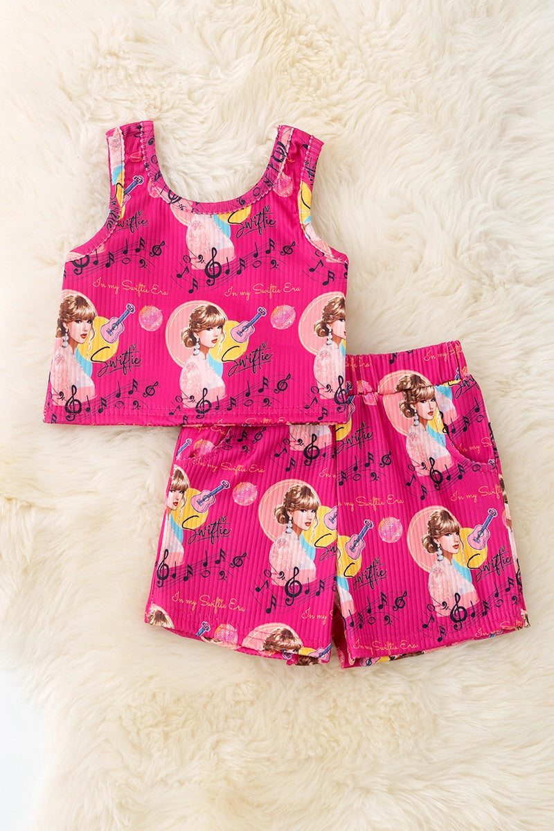 Hot Pink T-swift top and short set